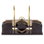 Настольный письменный набор из бежевого мрамора с часами Marble Accessory варинант исполнения - 3 | Loft Concept в Санкт-петербурге