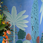 Обои ручная роспись Malwa Special Colourway on blue painted Xuan paper варинант исполнения - 2 | Loft Concept в Санкт-петербурге