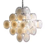 Люстра  с каскадом из круглых декоративных элементов  White Clear Glass Chandelier варинант исполнения - 6 | Loft Concept в Санкт-петербурге