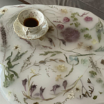 Журнальный стол из эпоксидной смолы с цветами White Flowers Epoxy Resin Coffee Table варинант исполнения - 4 | Loft Concept в Санкт-петербурге