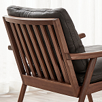 Кресло c каркасом из массива дерева и мягкой кожаной обивкой Walnut Armchair варинант исполнения - 9 | Loft Concept в Санкт-петербурге