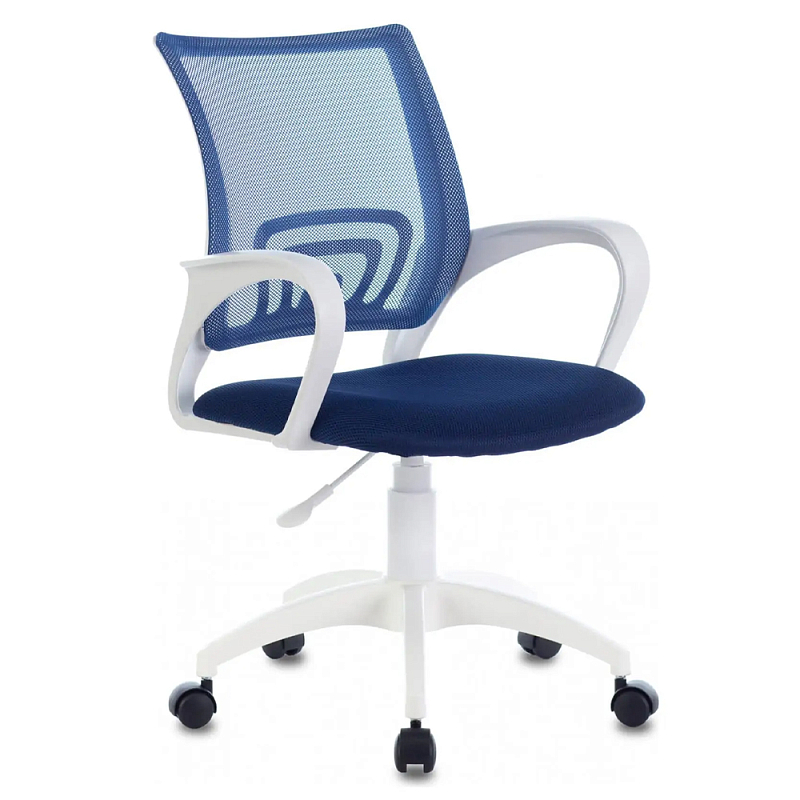 Офисное кресло с основанием из белого пластика Desk chairs Blue Синий Белый в Санкт-петербурге | Loft Concept 