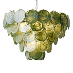 Люстра из зеленых стеклянных дисков с перламутровым эффектом Green Glowing Glaze варинант исполнения - 6 | Loft Concept в Санкт-петербурге