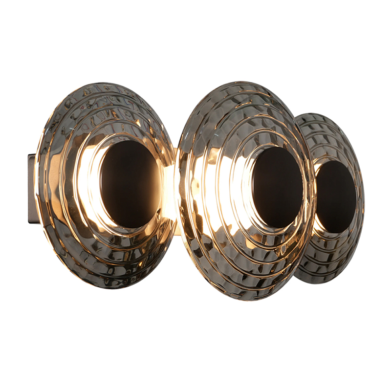 Бра из трех стеклянных фактурных дисков Eyepiece Прозрачный Янтарный Дымчатый (Smoke) в Санкт-петербурге | Loft Concept 