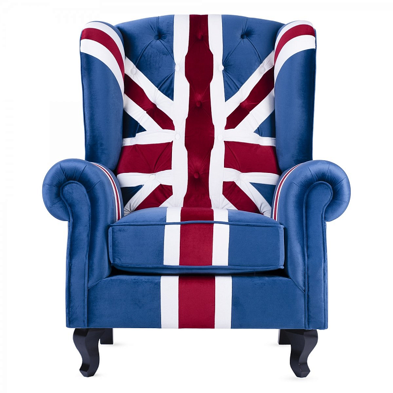 Кресло Armchair Union Jack velvet Белый Синий Красный в Санкт-петербурге | Loft Concept 