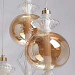 Люстра с плафонами из прозрачного и янтарного стекла в виде шаров и ромбов Gabriel Scott Luna варинант исполнения - 9 | Loft Concept в Санкт-петербурге