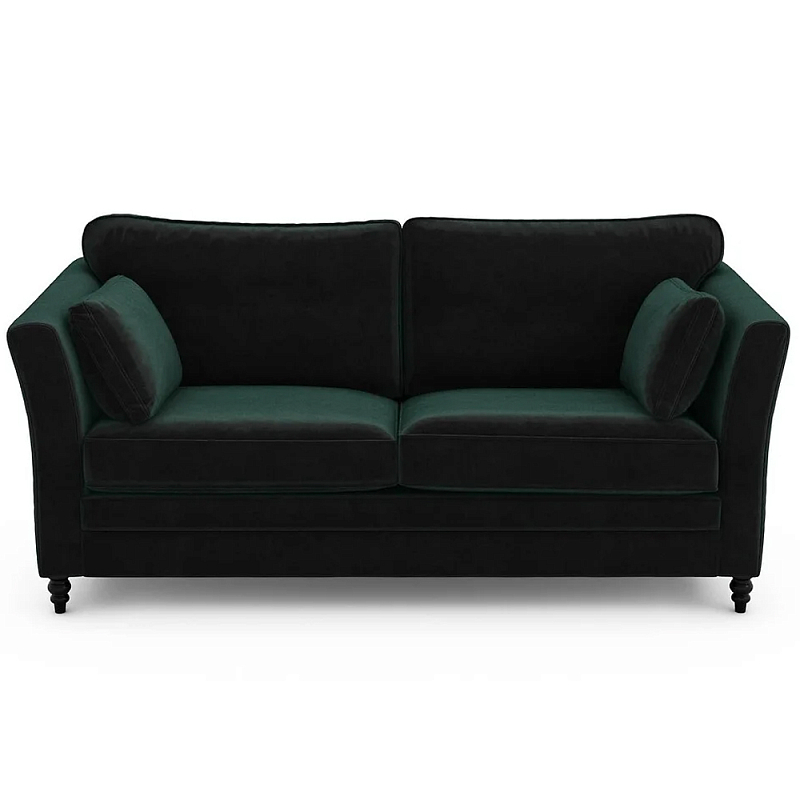 Диван с обивкой из велюра зеленый Gibbs Dark Green Sofa Зеленый Черный в Санкт-петербурге | Loft Concept 