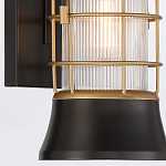 Настенный фонарь цилиндрической формы с рифленым стеклом в золотом каркасе на черном прямоугольном основании Eurofase варинант исполнения - 14 | Loft Concept в Санкт-петербурге