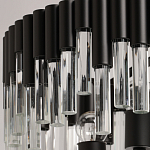 Люстра круглая из матового черного металла с подвесками из прозрачных стеклянных трубок Noir Tubes варинант исполнения - 7 | Loft Concept в Санкт-петербурге