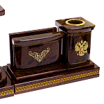 Настольный письменный набор с часами и визитницами из природного камня обсидиана Royal Present варинант исполнения - 3 | Loft Concept в Санкт-петербурге