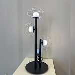 Настольная лампа с тремя прозрачными куполообразными плафонами и черным металлическим основанием Flos Wireline Lighting варинант исполнения - 6 | Loft Concept в Санкт-петербурге