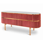 Дизайнерский комод овальный с розовой бархатной обивкой Edith варинант исполнения - 1 | Loft Concept в Санкт-петербурге