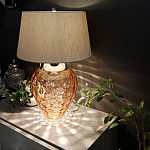 Настольная лампа с фактурным стеклянным основанием красного цвета с хромированной деталью у горловины и белым абажуром из искусственного шёлка Elstead Lighting варинант исполнения - 2 | Loft Concept в Санкт-петербурге