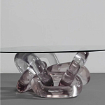 Дизайнерский журнальный стол с круглой прозрачной столешницей и основанием в виде цепи Hua Wang варинант исполнения - 1 | Loft Concept в Санкт-петербурге