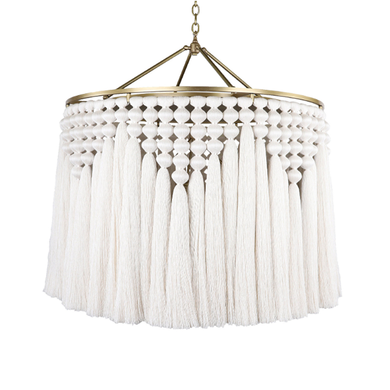 Люстра белая плетеная с кисточками Boho Tassel Chandelier Белый Латунь Люстра белая плетеная с кисточками Boho Tassel Chandelier Белый Латунь в Санкт-петербурге | Loft Concept