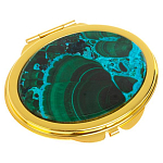Зеркало карманное складное овальное из натурального камня Малахит с Хризоколлой Gold Stone Mirrors варинант исполнения - 1 | Loft Concept в Санкт-петербурге