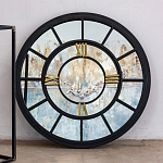 Зеркало настенное в чёрной металлической раме в виде часов Mirror Tower Clock варинант исполнения - 3 | Loft Concept в Санкт-петербурге