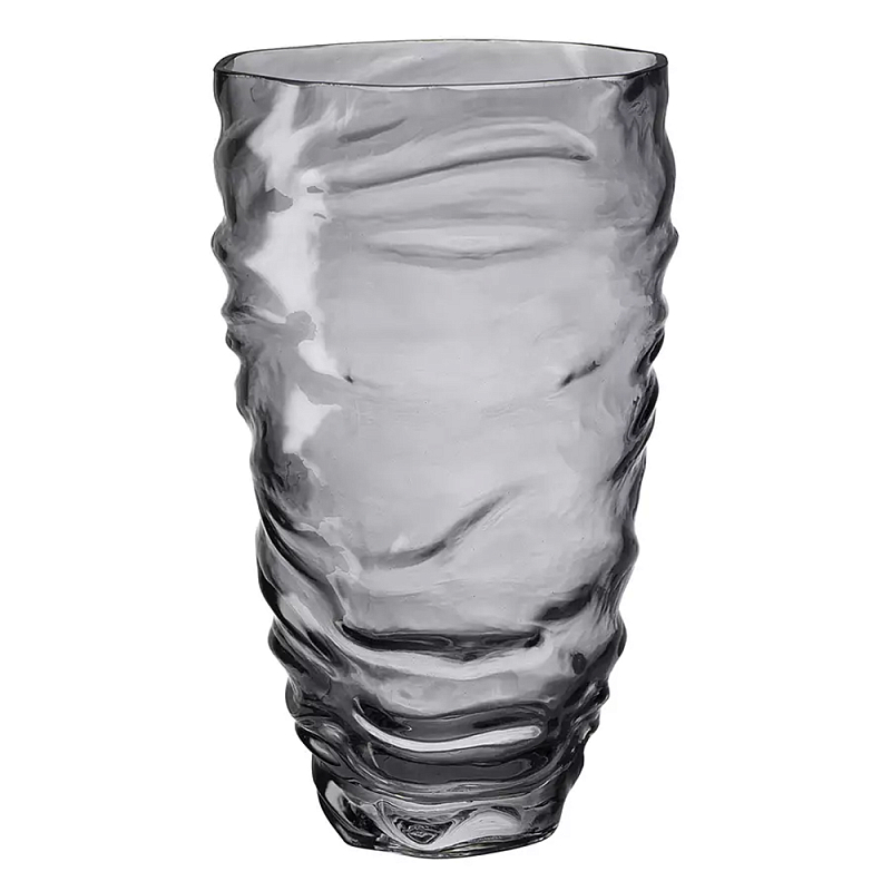 Ваза стеклянная фактурная Crumpled Vase 25,3 см Серый в Санкт-петербурге | Loft Concept 