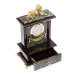 Часы настольные с декором в виде льва из натурального камня Нефрит Lion Stone Clock варинант исполнения - 3 | Loft Concept в Санкт-петербурге