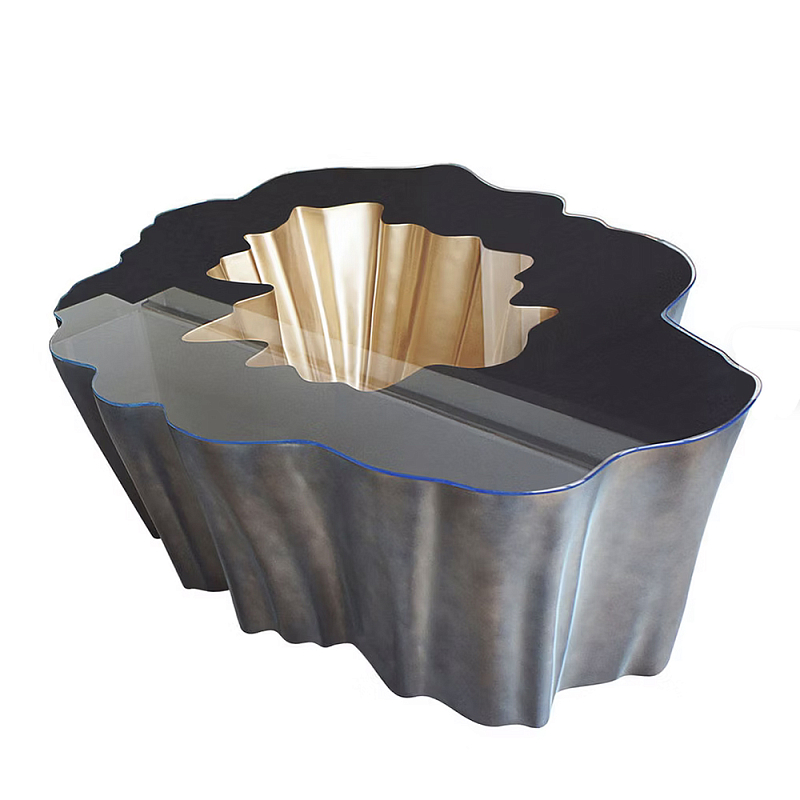 Кофейный стол Burl Exotic tree Coffee Table Brown Серый Черный Золотой в Санкт-петербурге | Loft Concept 