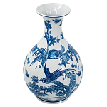 Ваза с мотивами цветущего сада с попугаями Blue Vase Inspired by Nature варинант исполнения - 1 | Loft Concept в Санкт-петербурге