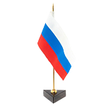 Флагшток настольный с флагом России из камня обсидиан Stone Flagpole варинант исполнения - 2 | Loft Concept в Санкт-петербурге