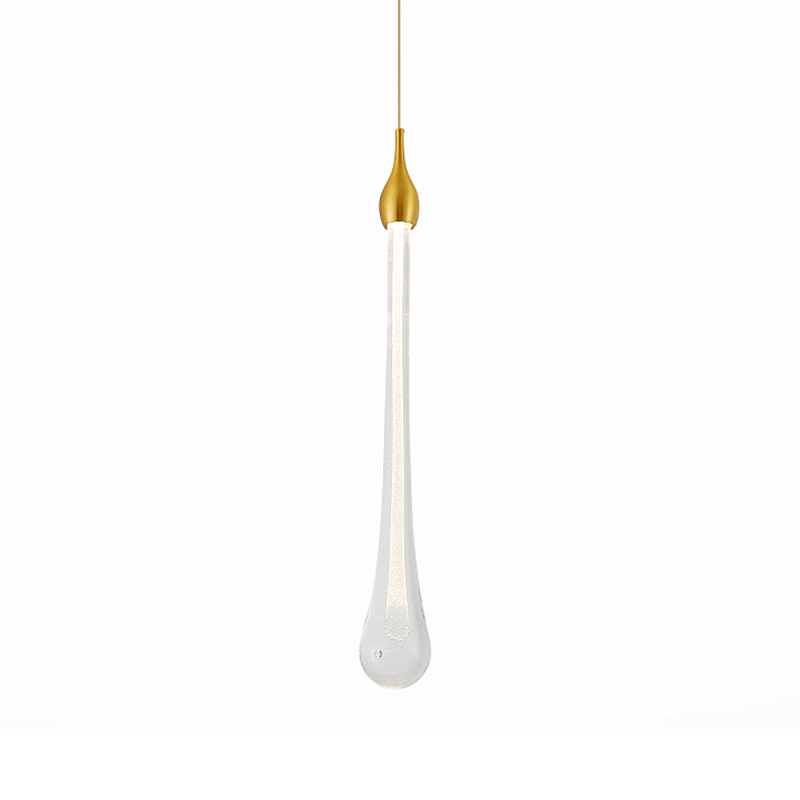 Подвесной светильник с плафоном в форме капли на золотистом каркасе Raindrop Прозрачное Стекло Золотой в Санкт-петербурге | Loft Concept 