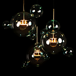 Люстра подвесная с прозрачными бирюзовыми стеклянными шарами и круглым основанием 3 лампы Giopato & Coombes варинант исполнения - 6 | Loft Concept в Санкт-петербурге