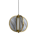 Подвесной светильник с круглым плафоном из искусственного алебастра в бронзовой оправе Marbella варинант исполнения - 1 | Loft Concept в Санкт-петербурге