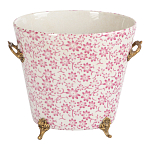 Кашпо из белого фарфора с розовым цветочным орнаментом Eden Garden варинант исполнения - 1 | Loft Concept в Санкт-петербурге