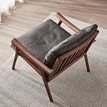 Кресло c каркасом из массива дерева и мягкой кожаной обивкой Walnut Armchair варинант исполнения - 3 | Loft Concept в Санкт-петербурге