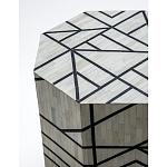 Приставной столик с инкрустацией Black and White Geometry bone bedside table варинант исполнения - 1 | Loft Concept в Санкт-петербурге
