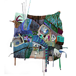 Панно гобелен яркие Пространство-Время TimeSpace Blue варинант исполнения - 2 | Loft Concept в Санкт-петербурге