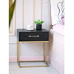 Приставной столик с резным узором на выдвижном ящике Black Table Carved Pattern варинант исполнения - 8 | Loft Concept в Санкт-петербурге