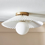 Потолочный светильник с белым плиссированным абажуром Headquarters варинант исполнения - 1 | Loft Concept в Санкт-петербурге