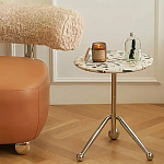 Дизайнерский журнальный стол с круглой столешницей на изогнутых стальных ножках Obafaby варинант исполнения - 1 | Loft Concept в Санкт-петербурге