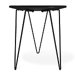 Стол журнальный с круглой столешницей из стекла на 3-х черных ножках Beige Marble варинант исполнения - 4 | Loft Concept в Санкт-петербурге