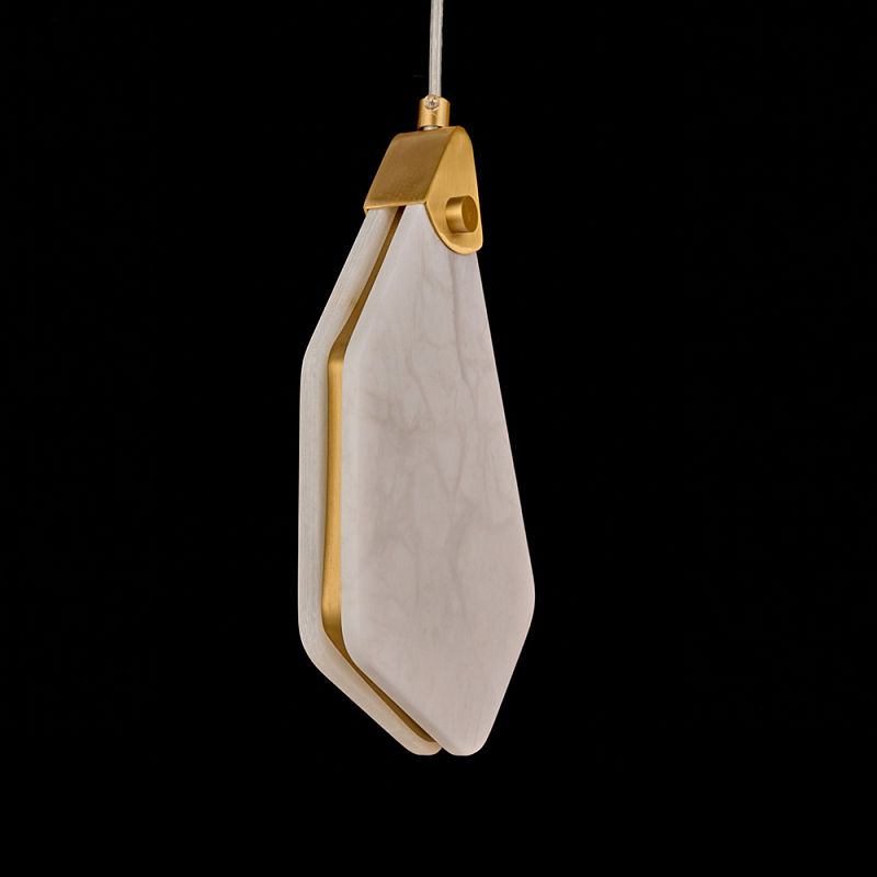 Подвесной светильник фигурный плафон Stone Polygon Белый Латунь в Санкт-петербурге | Loft Concept 