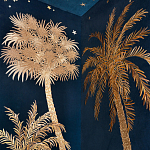 Обои с вышивкой ручной работы Deco Palms Original colourway on velvet варинант исполнения - 3 | Loft Concept в Санкт-петербурге