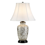 Настольная лампа с фарфоровым основанием с декоративным орнаментом и белым абажуром на темной круглой подставке Elstead Lighting варинант исполнения - 11 | Loft Concept в Санкт-петербурге