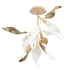 Люстра потолочная с белыми матовыми и золотыми глянцевыми листьями Wintery flovers варинант исполнения - 1 | Loft Concept в Санкт-петербурге