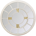 Зеркало настенное в белой металлической раме в виде часов Mirror Tower Clock варинант исполнения - 1 | Loft Concept в Санкт-петербурге