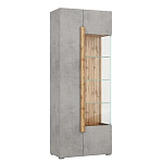 Шкаф-витрина с фасадом цвета серый бетон и стеклянными дверками Grace of Furniture варинант исполнения - 2 | Loft Concept в Санкт-петербурге