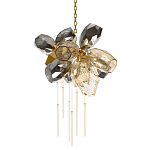 Люстра подвесная со стеклянными плафонами из дымчатого и золотистого с шестью вертикальными подвесками Gilded Mirage  варинант исполнения - 1 | Loft Concept в Санкт-петербурге