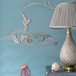 Обои с вышивкой ручной работы Amami Waves Moonbeam colourway on silk moire варинант исполнения - 4 | Loft Concept в Санкт-петербурге