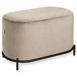 Банкетка овальная бежевый велюр на 4-х металлических ножках черного цвета SANJAY варинант исполнения - 1 | Loft Concept в Санкт-петербурге