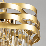 Люстра цвета матового золота с металлическими лентами и длинными прозрачными подвесками Gilded Waves варинант исполнения - 6 | Loft Concept в Санкт-петербурге