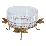 Чаша из прозрачного стекла на бронзовых ножках в виде стрекоз Eden Garden варинант исполнения - 1 | Loft Concept в Санкт-петербурге