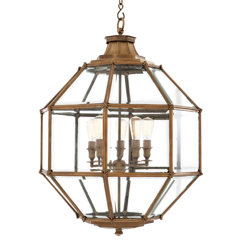 Люстра Lantern Owen Brass L Латунь Прозрачный (Transparent) в Санкт-петербурге | Loft Concept 