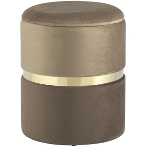 Пуф с ящиком Duo бежевый коричневый Glossy Velor